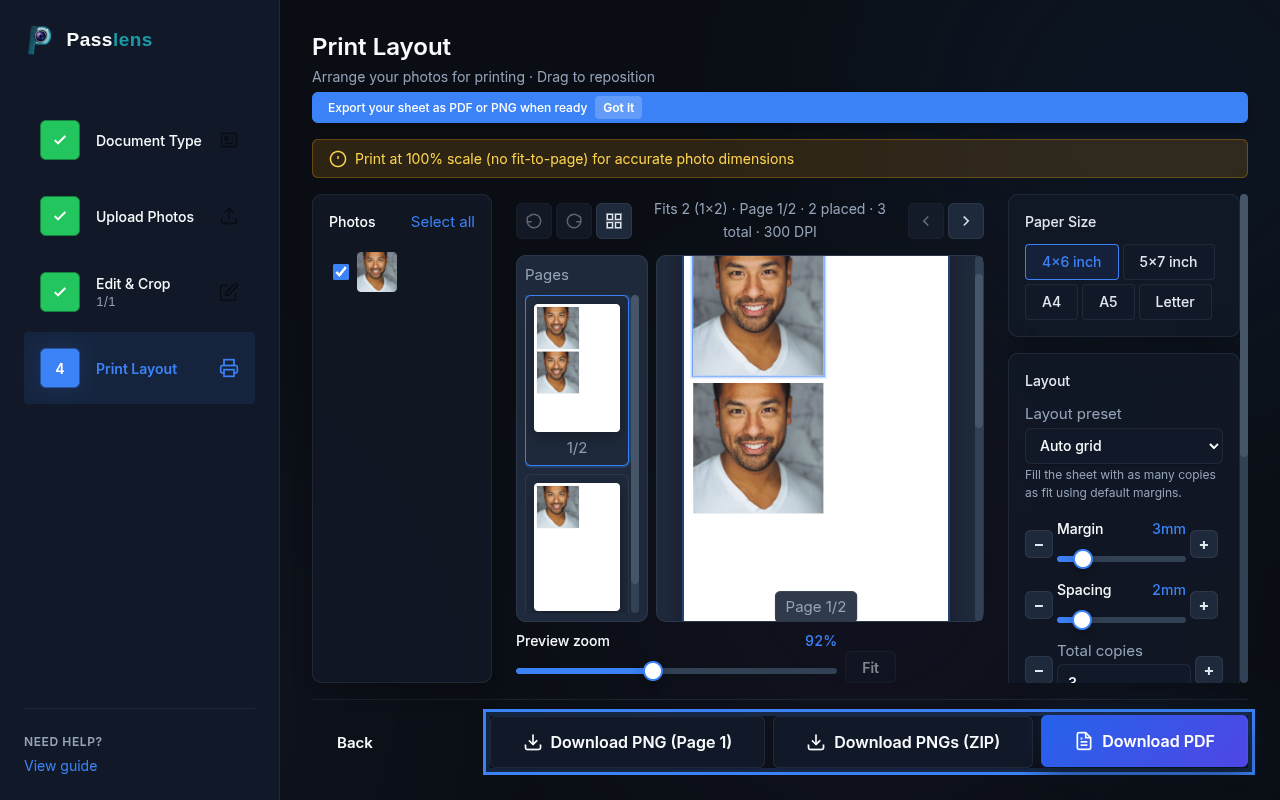 Export buttons