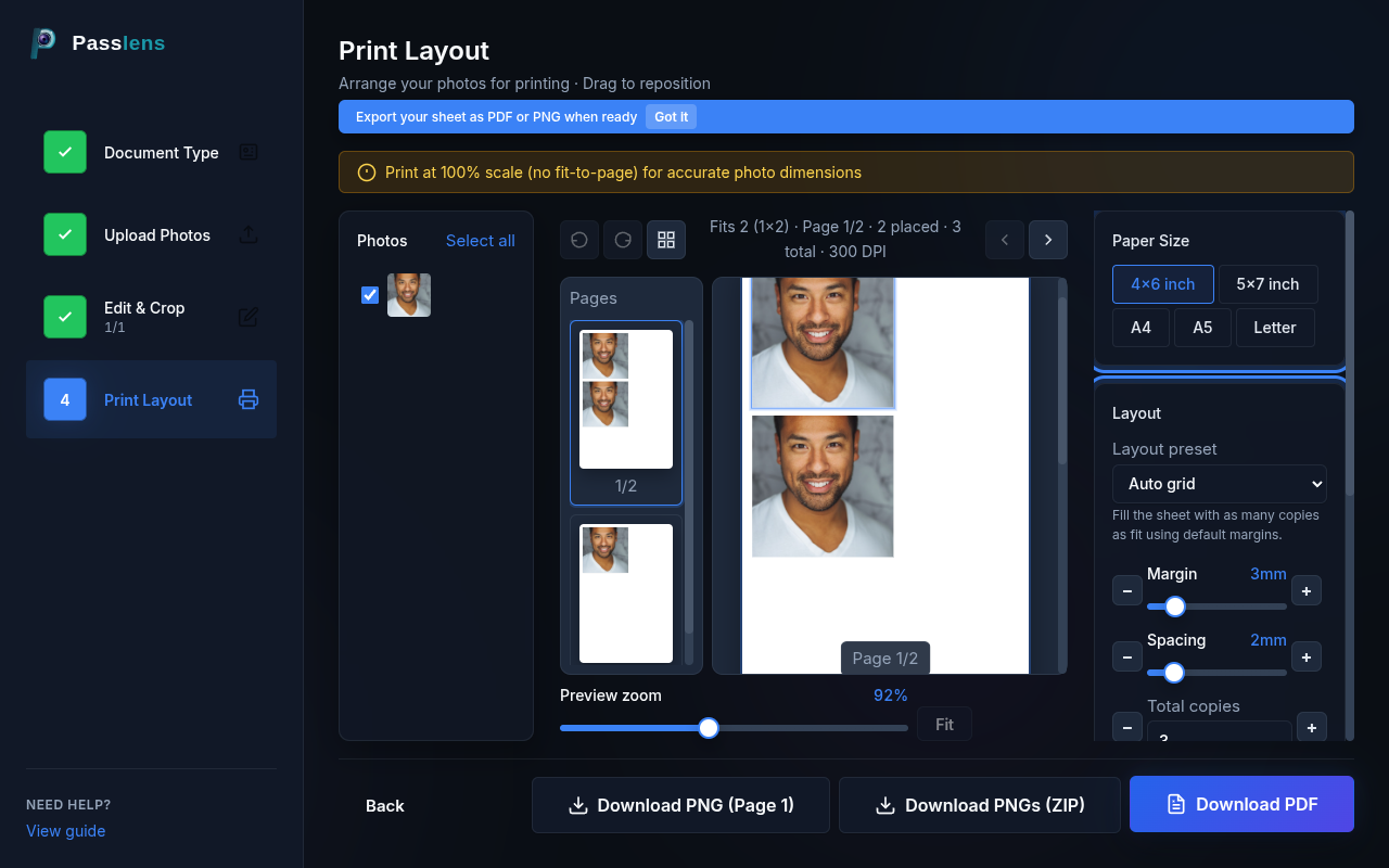 Print layout controls