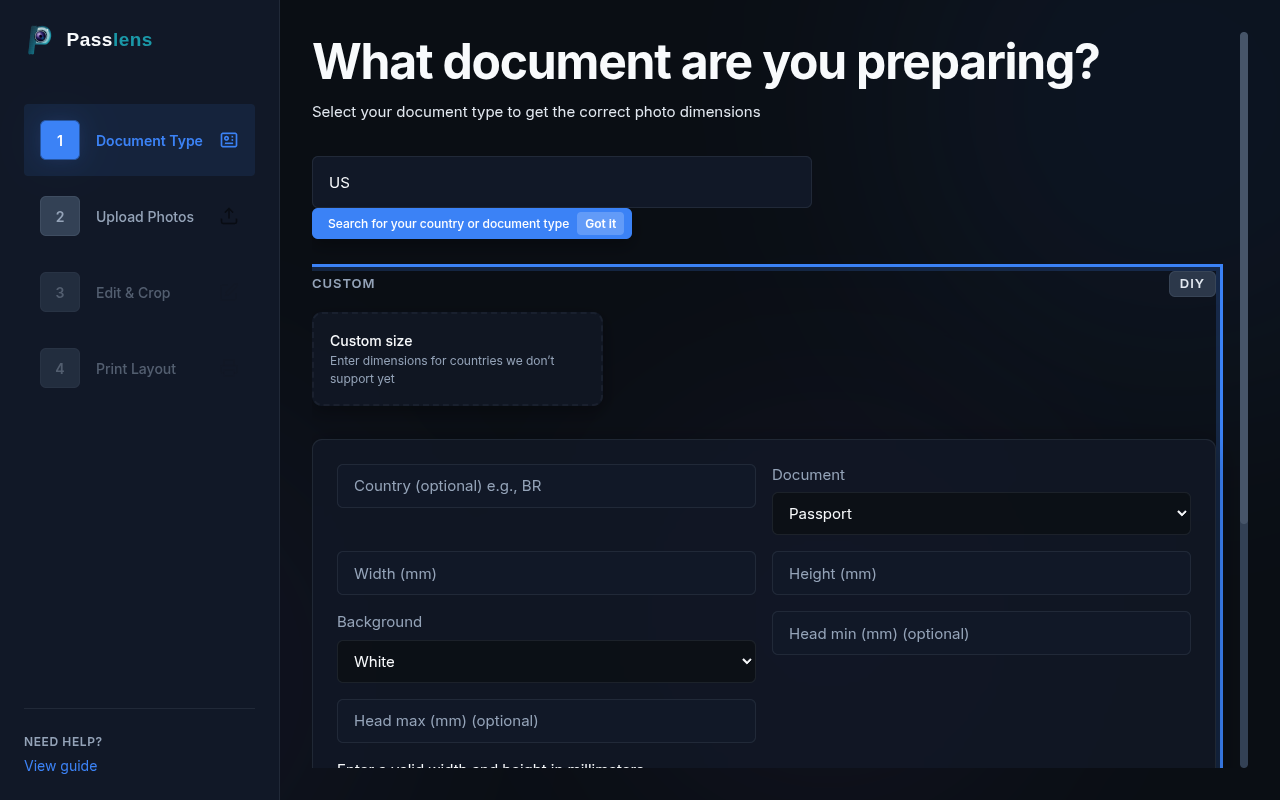 Custom preset form